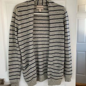Banana Republic Blue and Gray Striped Cardigan